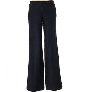 J. Crew Pleated Wool Trousers Wide Leg Navy Blue